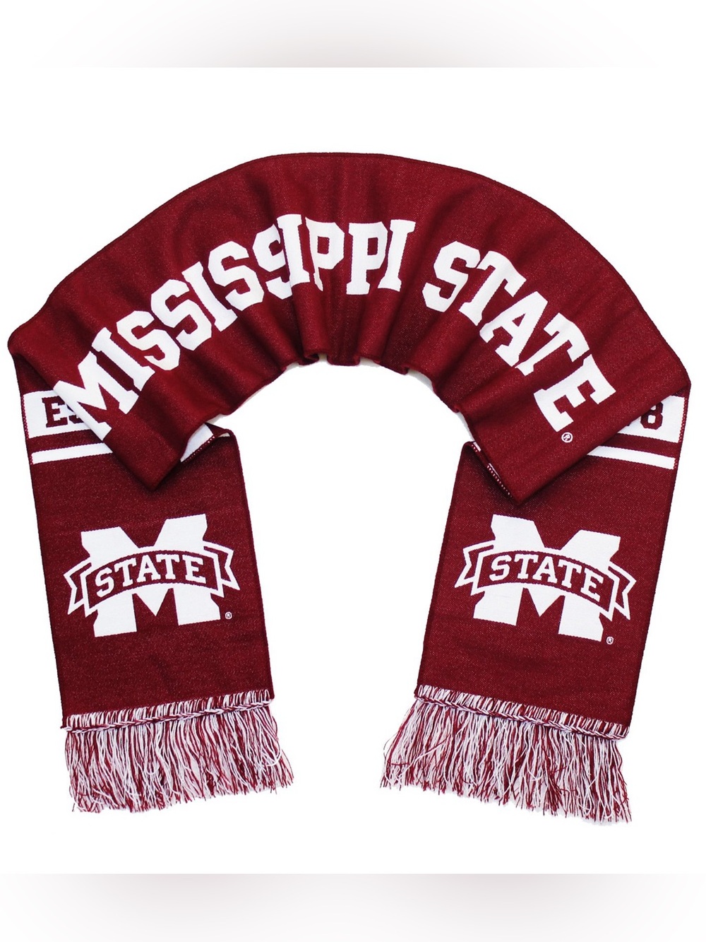 Tradition Scarves Mississippi State Bulldogs Woven Fringe Scarf - Maroon